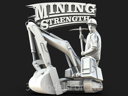 3d model stl file cnc router laser & printer miner big excavator man pick mining strength 3d print model - Mito3D