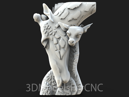 3d modello stl file cnc router laser stampante mamma bambino giraffa animali famiglia amore frenare madre 3d print model - Mito3D