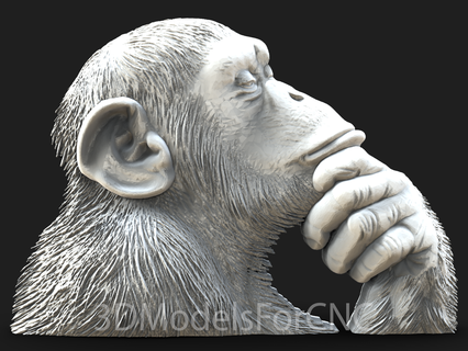 3d model stl file cnc router laser & printer monkey thinking animals 3d print model - Mito3D