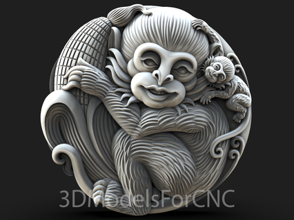 3d model stl file cnc router laser & printer monkeys banana animal 3d print model - Mito3D