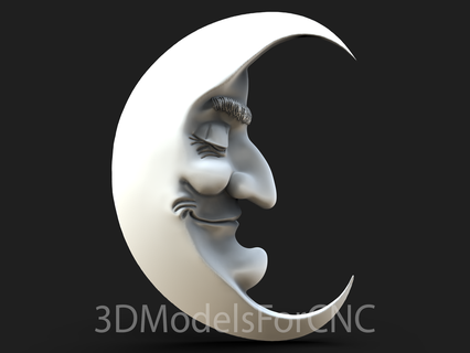 3d model stl file cnc router laser & printer moon face night 3d print model - Mito3D