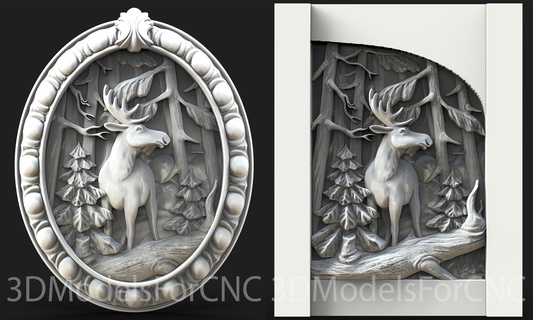3d model stl dosya cnc yönlendirici lazer yazıcı geyik orman paketlemek hayvanlar doğa ağaçlar 3d print model - Mito3D