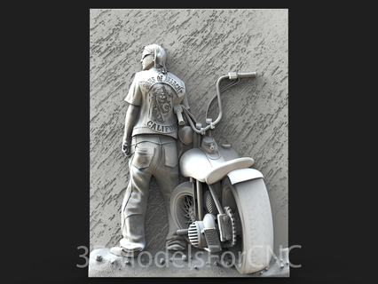 3d model stl file cnc router laser & printer motorcyclist motorcycle liberty man sons anarchy california 3d print model - Mito3D