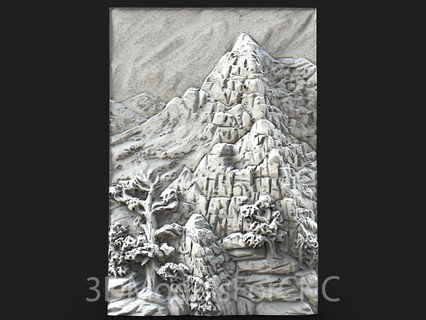 3d model stl file cnc router laser & printer mountain range landscape nature trees rocks 3d print model - Mito3D