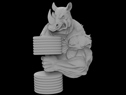 3d modèle stl fichier cnc routeur laser imprimante musclé rhinocéros art 3d print model - Mito3D