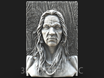 3d model stl file cnc router laser & printer native american woman 2 indian wisdom head panel 3d print model - Mito3D
