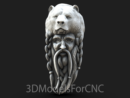 3d model stl file cnc router laser & printer old man bear headdress head beard 3d print model - Mito3D