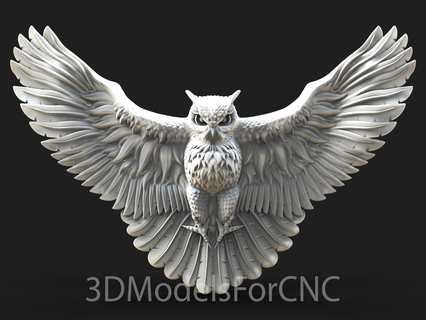 3d model stl file cnc router laser & printer owl 4 animals flying wings 3d print model - Mito3D