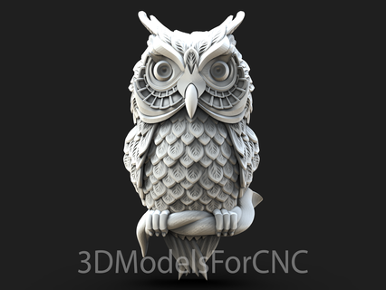 3d model stl file cnc router laser & printer owl 5 animals branch 3d print model - Mito3D