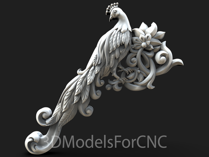 3d model stl dosya cnc yönlendirici lazer yazıcı tavuskuşu 2 hayvan kuş çiçek 3d print model - Mito3D