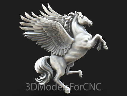 3d model stl file cnc router laser & printer pegasus 3 animals horse wings 3d print model - Mito3D