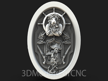 3d model stl file cnc router laser & printer pirate lion 1 anchor guns rudder sailing ship skeleton sword 3d print model - Mito3D