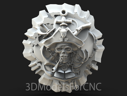 3d model stl file cnc router laser & printer pirate skull guns 2 anchor pipe sword 3d print model - Mito3D