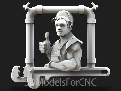 3d model stl file cnc router laser & printer plumber man worker 3d print model - Mito3D
