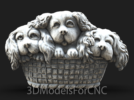 3d model stl file cnc router laser & printer puppies basket animals basketball cute 3d print model - Mito3D