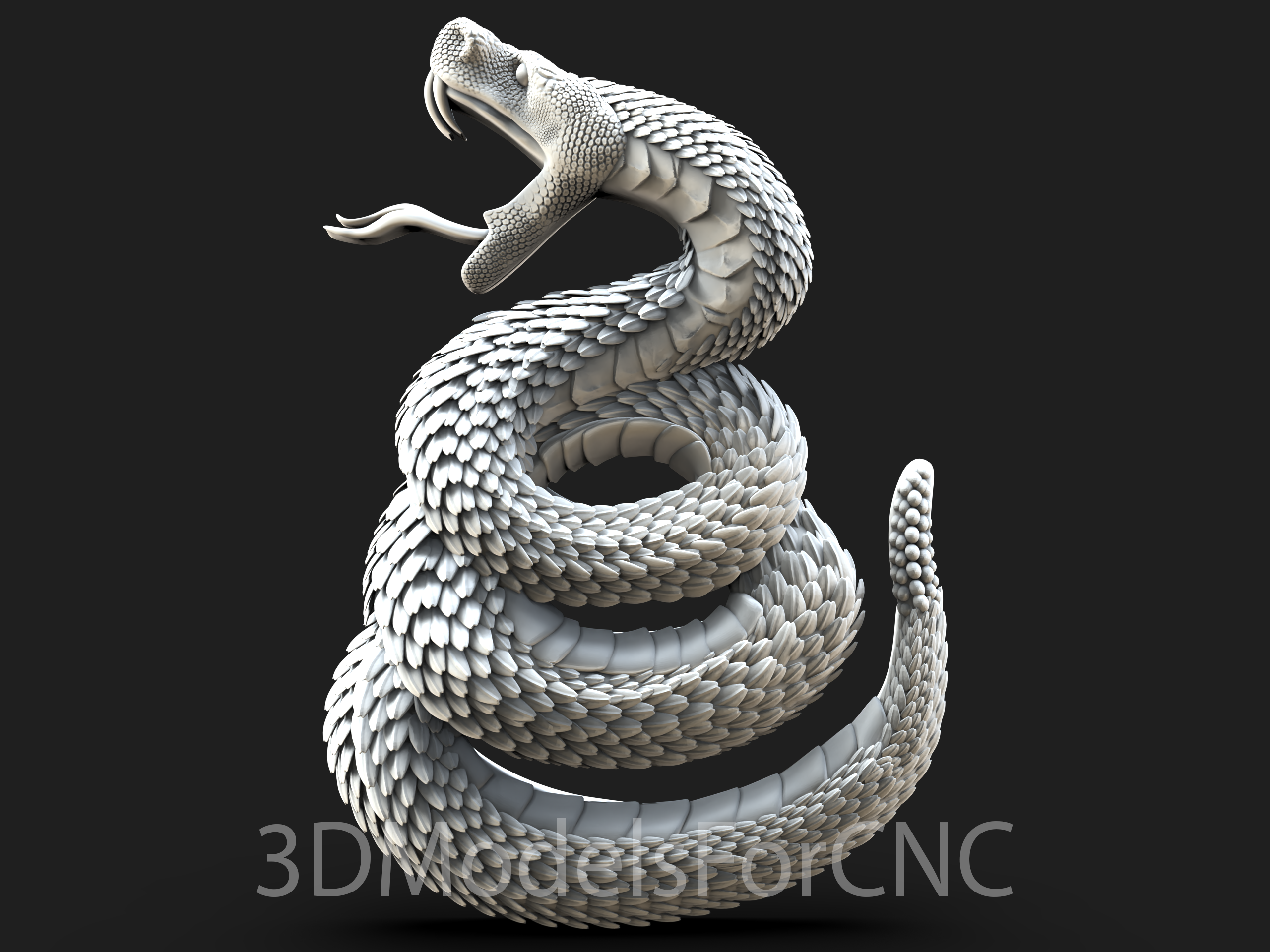 3d model stl file cnc router laser & printer rattlesnake snake serpent animal 3D print model - Mito3D