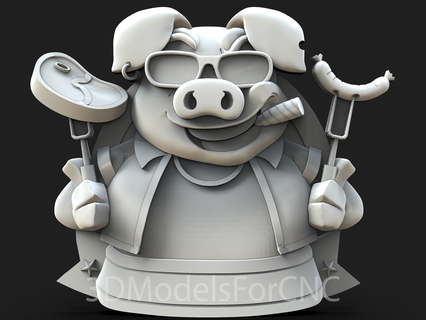 3d model stl dosya cnc yönlendirici lazer yazıcı restoran işaret 2 domuz şef sosis Biftek Gıda 3d print model - Mito3D