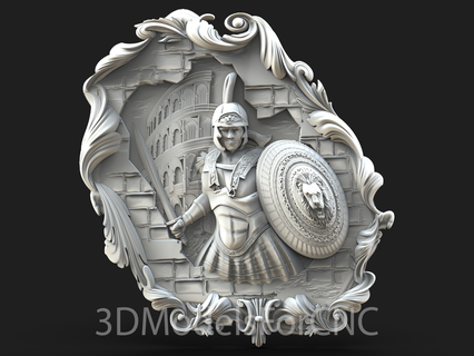3d modello stl file cnc router laser stampante romano Gladiatore Leone guerriero uomo uniforme Colosseo scudo spada 3d print model - Mito3D