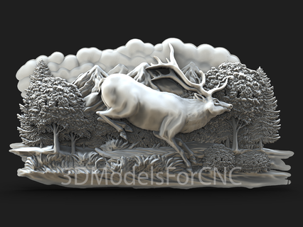 3d model stl file cnc router laser & printer running deer animal 3d print model - Mito3D
