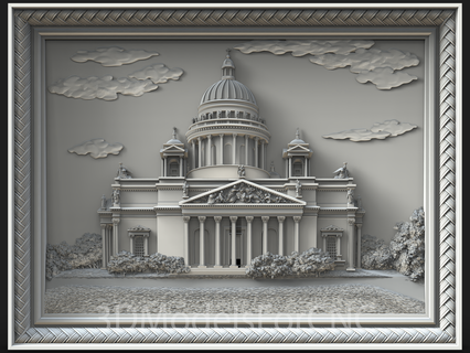 3d model stl dosya cnc yönlendirici lazer yazıcı aziz Isaac's katedral anıt dini bina 3d print model - Mito3D