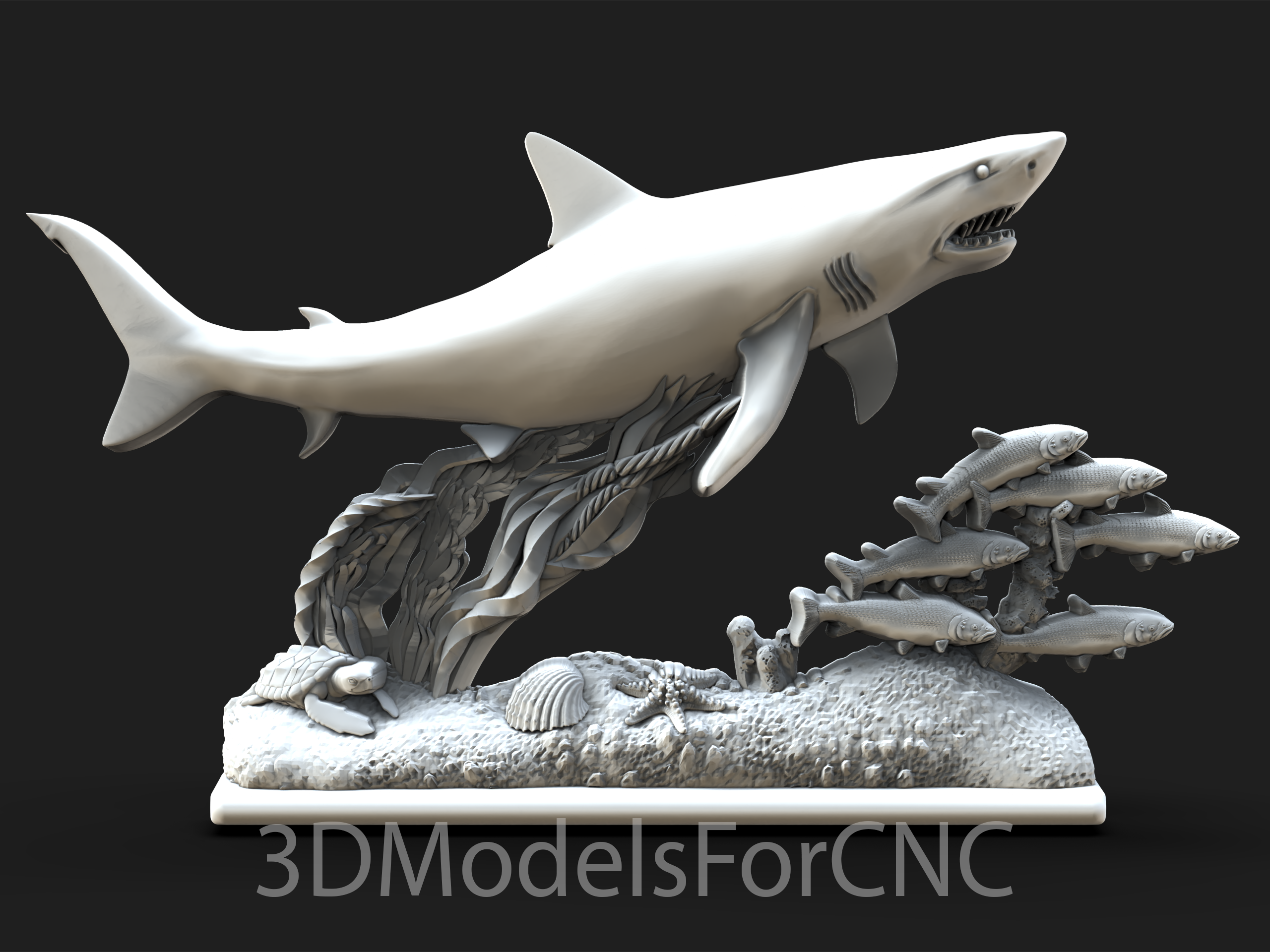 3d model stl dosya cnc yönlendirici lazer yazıcı deniz hayat 4 yosun hayvanlar balık okyanus Köpekbalığı denizyıldızı kaplumbağa 3D print model - Mito3D