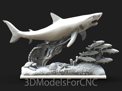 3d modello stl file cnc router laser stampante mare vita 4 alghe animali pesce oceano squalo stella marina tartaruga 3d print model - Mito3D