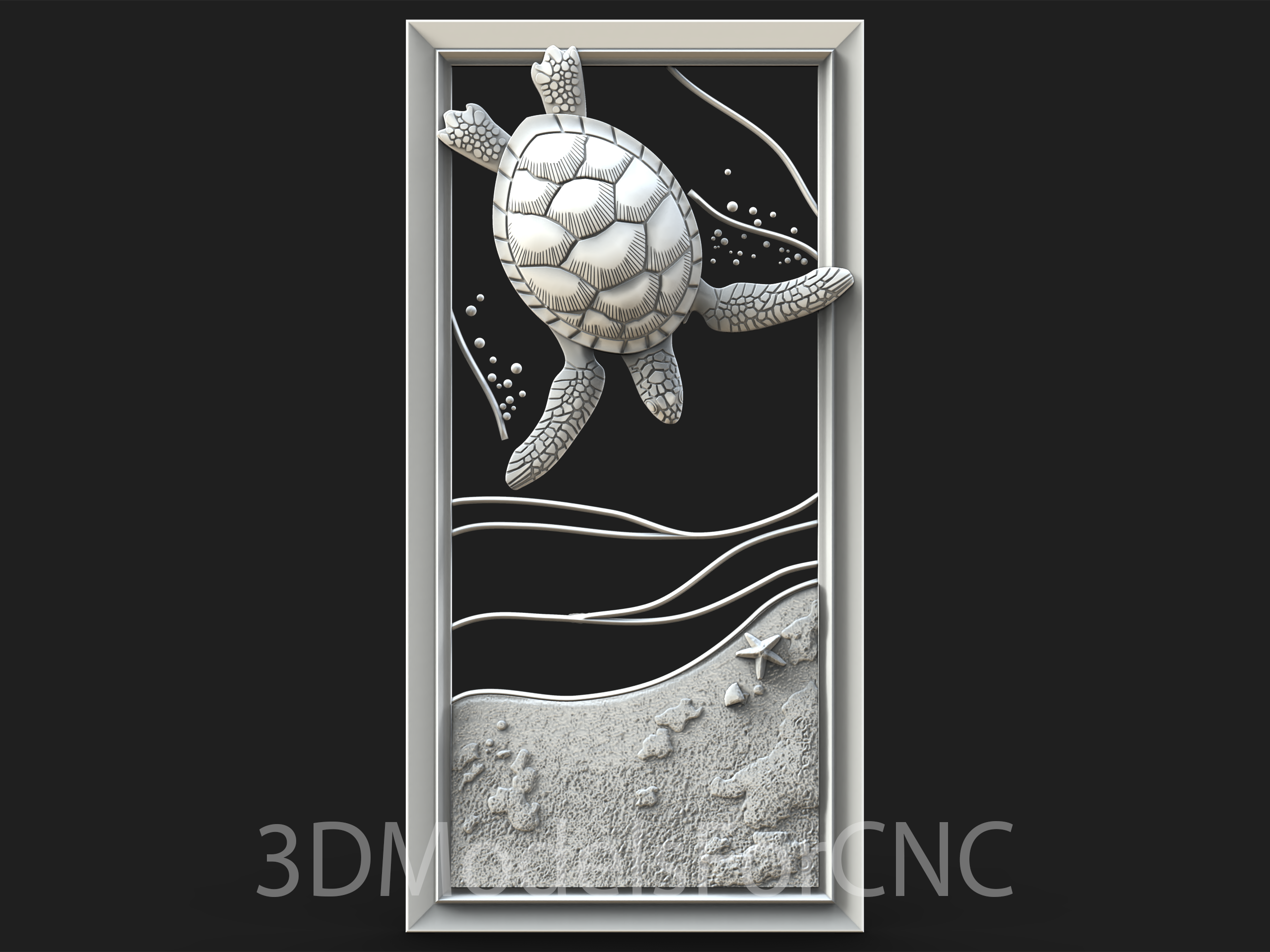 3d modèle stl fichier cnc routeur laser imprimante mer vie 5 animaux océan tortue étoile sable natation plage 3D print model - Mito3D