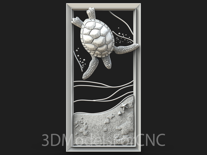 3d modelo stl expediente cnc enrutador láser impresora mar vida 5 animales Oceano Tortuga estrella arena nadando playa 3d print model - Mito3D