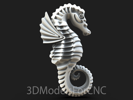 3d model stl file cnc router laser & 3d printer seahorse animals model seahorse  3d print model - Mito3D