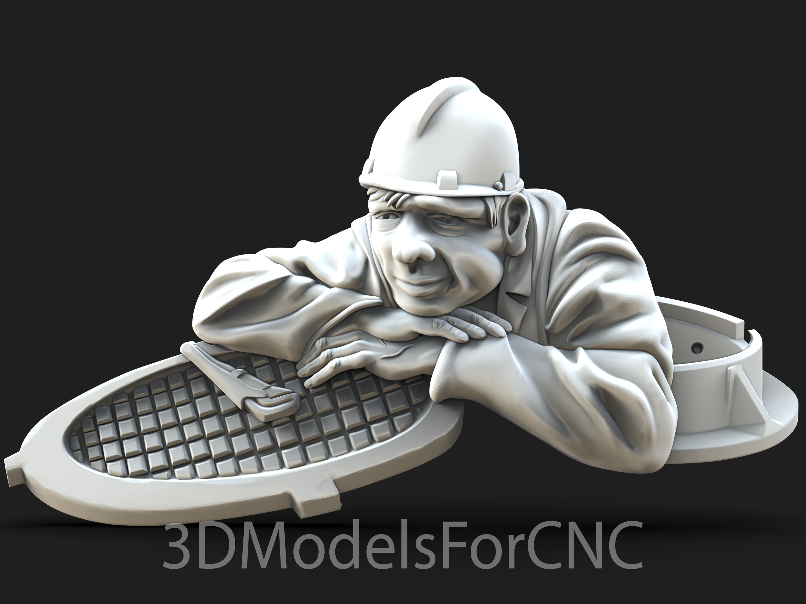 3d modèle stl fichier cnc routeur laser imprimante égout homme ouvrier 3D print model - Mito3D