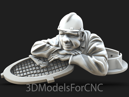 3d modelo stl expediente cnc enrutador láser impresora alcantarilla hombre trabajador 3d print model - Mito3D