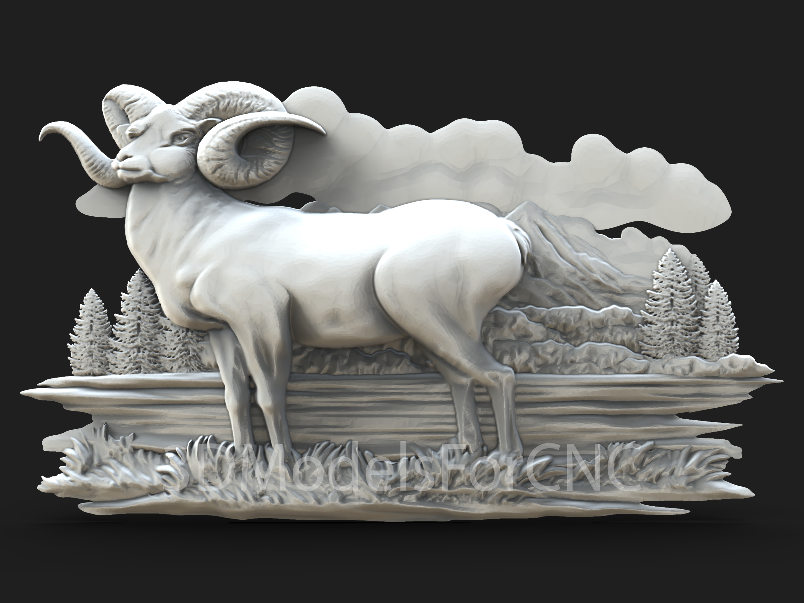 3d model stl dosya cnc yönlendirici lazer yazıcı koyun hayvanlar doğa boynuz 3D print model - Mito3D