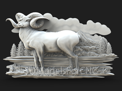 3d modelo stl expediente cnc enrutador láser impresora oveja animales naturaleza cuernos 3d print model - Mito3D