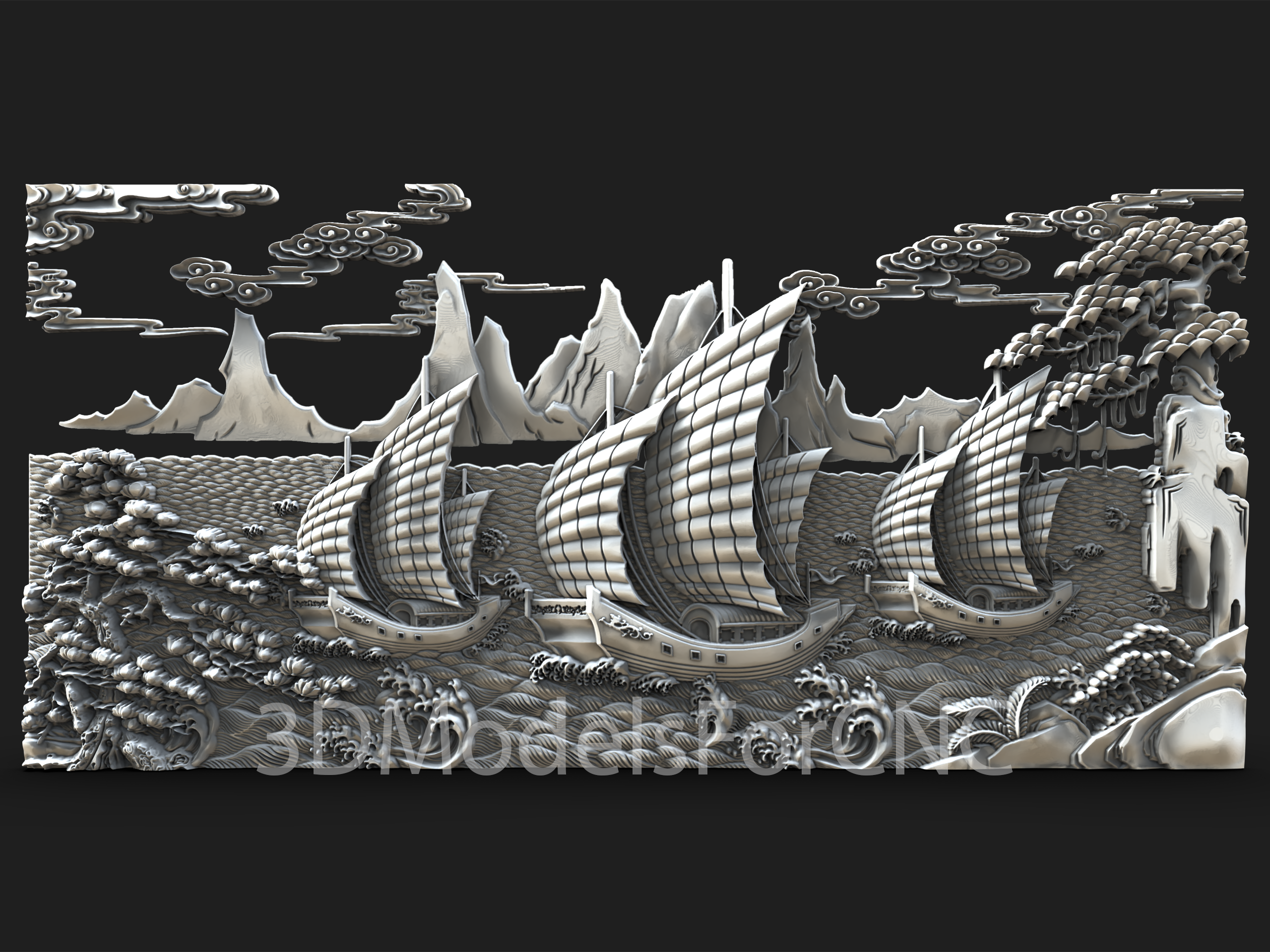 3d model stl file cnc router laser & printer ships sea panel ocean 3D print model - Mito3D