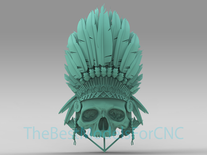 3d model stl file cnc router laser & printer skull indian headdress Art 3d print model - Mito3D