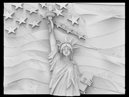 3d Modell stl Datei cnc Router Laser Drucker Statue Freiheit Kunst USA Flagge Patriot 3d print model - Mito3D