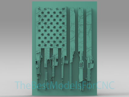 3d model stl file cnc router laser & 3d printer us flag weapons Art model use weapons flag  3d print model - Mito3D