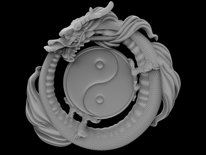 3d modello stl file cnc router laser stampante yin yang Drago arte 3d print model - Mito3D