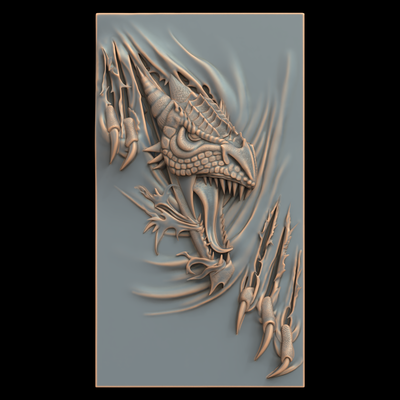 3d model stl file cnc router laser & printer 0451 dragon art bas-relief relief printing 3d print model - Mito3D
