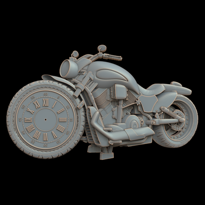 3d model stl file cnc router laser & printer 1109 motorcycle clock art bas-relief relief printing 3d print model - Mito3D