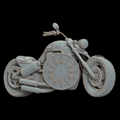 3d model stl file cnc router laser & printer 1112 motorcycle clock art bas-relief relief printing 3d print model - Mito3D