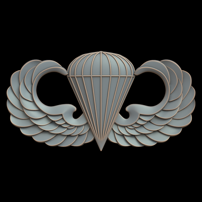 3d model stl file cnc router laser & printer 1376 usa army basic parachutist badge art 1376 bas-relief relief printing 3d print model - Mito3D