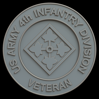 3d model stl file cnc router laser & printer 2235 us army 4th infantry division veteran art 2235 bas-relief relief printing 3d print model - Mito3D