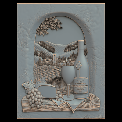 3d model stl file cnc router laser & printer 3027 winery art 3027 bas-relief relief printing 3d print model - Mito3D