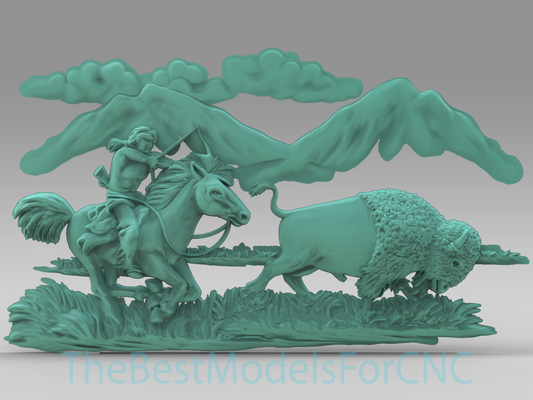 3d model stl file cnc router laser & printer buffalo hunter 3d print model - Mito3D