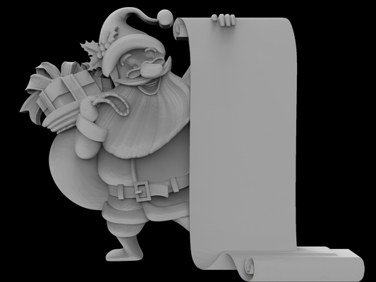 3d modelo stl expediente cnc enrutador láser impresora dibujos animados papa noel blanco navidad lista menor arte 3d print model - Mito3D
