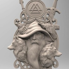 3d modelo stl odin panel escandinavo mitología vikingos pagano deidad Dios 3d print model - Mito3D
