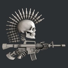 3d models skull gun art 3dmodels printer bones magic artcam aspire vcarve 3d print model - Mito3D
