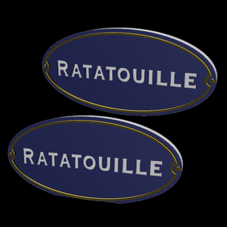 3d multicolorido logotipo placa Ratatouille versões rato cozinha chefe pixar Disney filme animado estatueta 3d print model - Mito3D