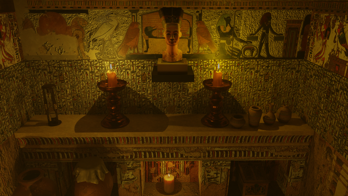 3d nefertari grab ägyptisch ägypten uralt architektonisch skulptur tomp statue tempel pharao statuette virtuell wirklichkeit platz photoshop innere pyramide 3d print model - Mito3D